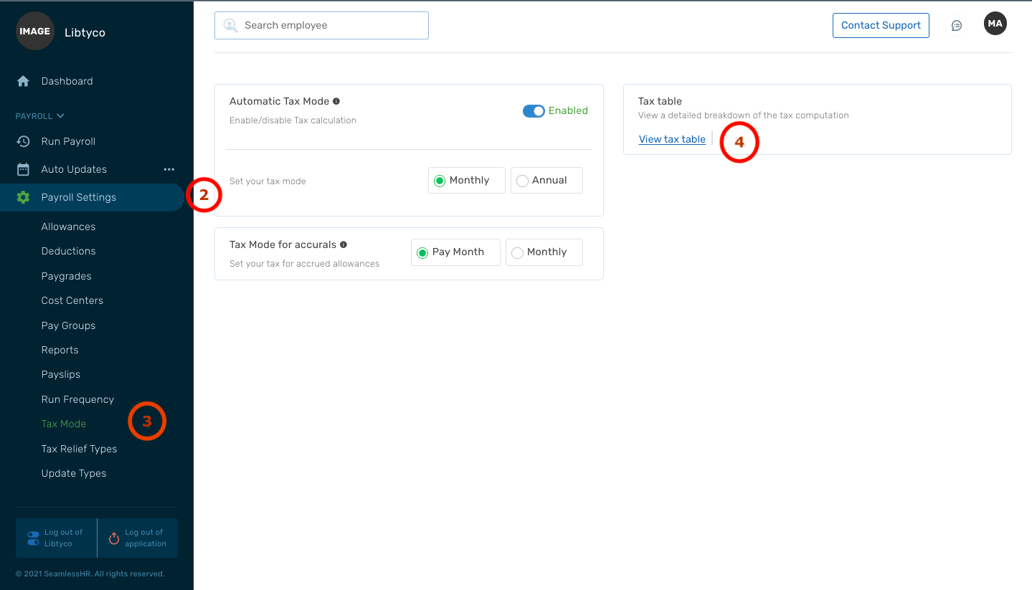 How to view the Liberian Tax Breakdown